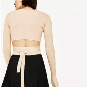 ZARA NUDE PINK CROP SWEATER SZ M